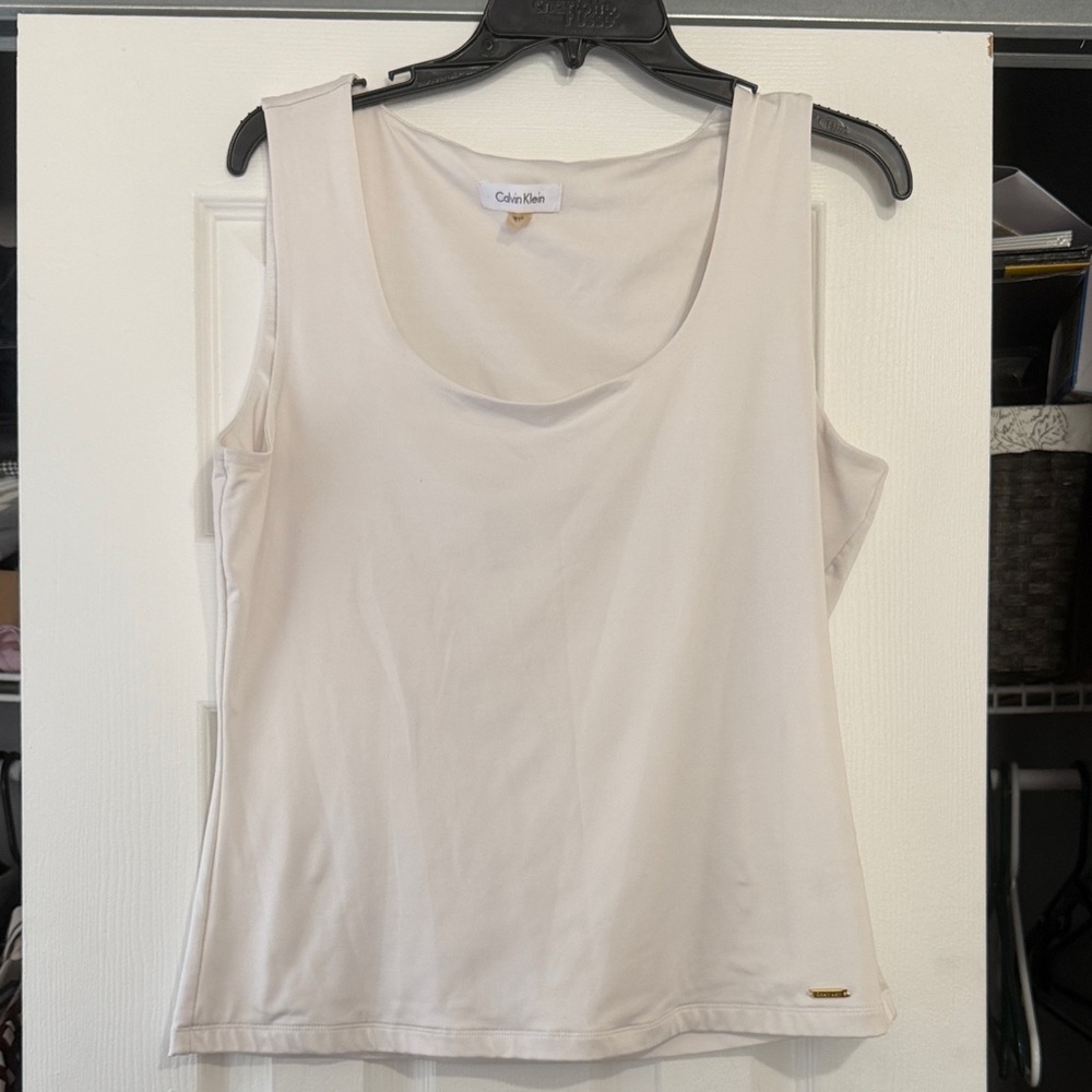 Calvin Klein Light Cream Scoop Neck Tank Top